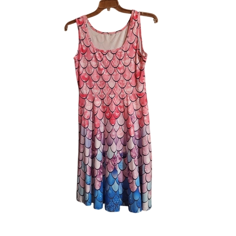 Fun Mermaid Style Sleeveless Dress hombre coloring from pink to blue Size L